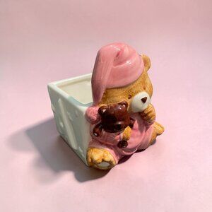 Vintage 1985 Nancy Pew Pink Teddy Bear Nursery Planter